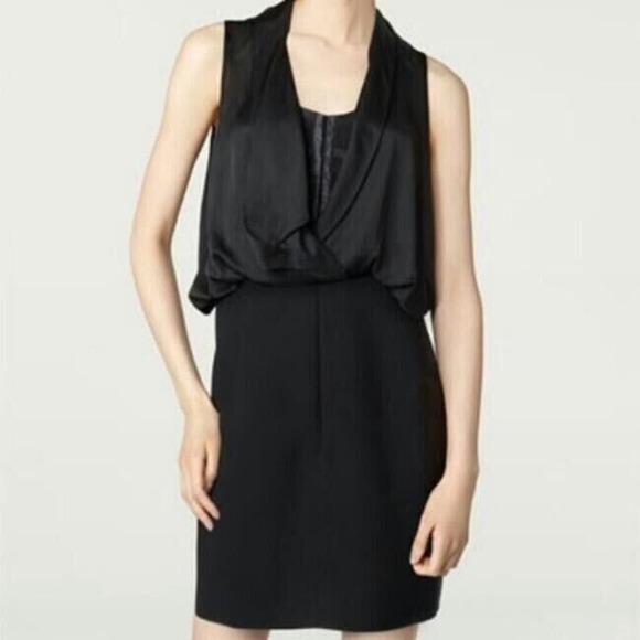 Alexander Wang Mini Dress Black Size 0 Sleeveless Drape Collared Party Night Out - Picture 11 of 11